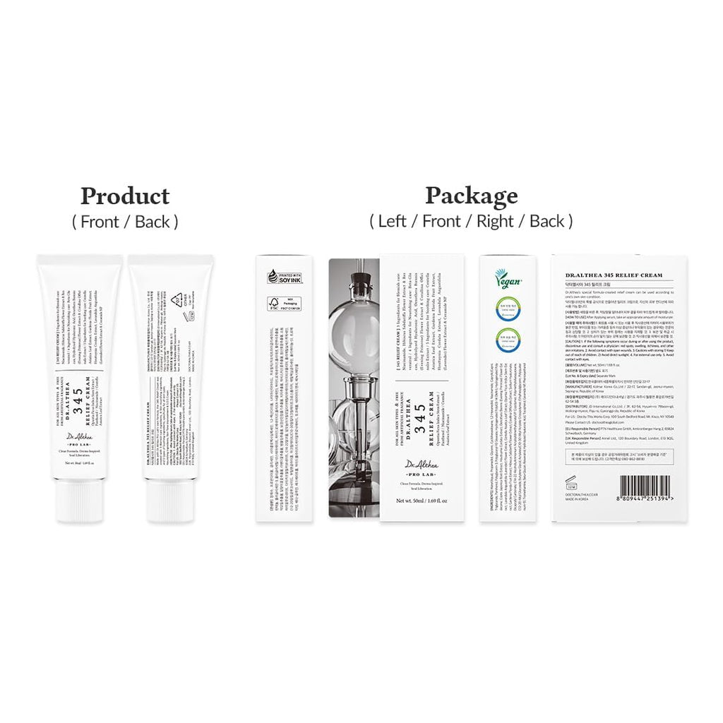 Dr.Althea 345 Relief Cream | Daily Face Moisturizer for Soothing Recovery and Blemish Care with PDRN & Niacinamide | Korean Vegan Skincare for All Skin Types, 1.69 Fl Oz (Ver.2 - Pack of 1)